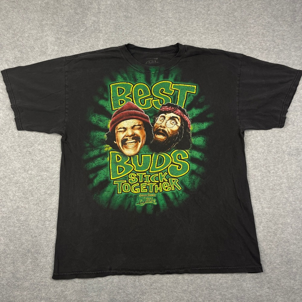 Cheech & Chong T Shirt Mens XL Black Up In Smoke Best Buds Graphic Tee Short Slv